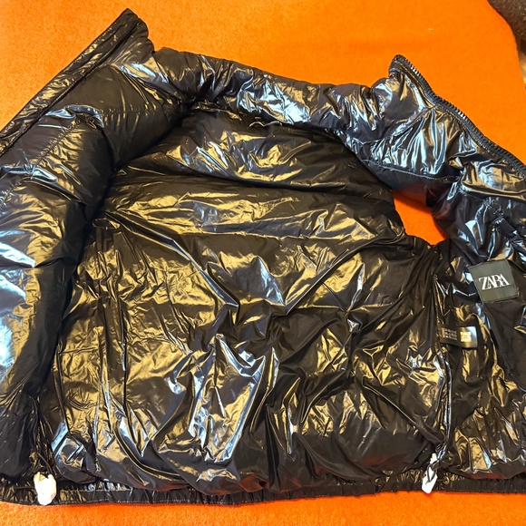 Zara black 100% feather water repellent down vest NWT - Picture 9 of 10
